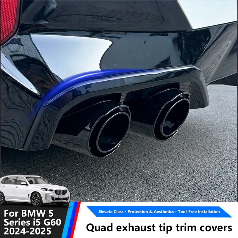 For BMW 5 Series i5 G60 2024 -2026 Car Styling Rear Lip Spoiler Corner Exhaust Tip Pipe Tail Throat CvoerExterior Accessories