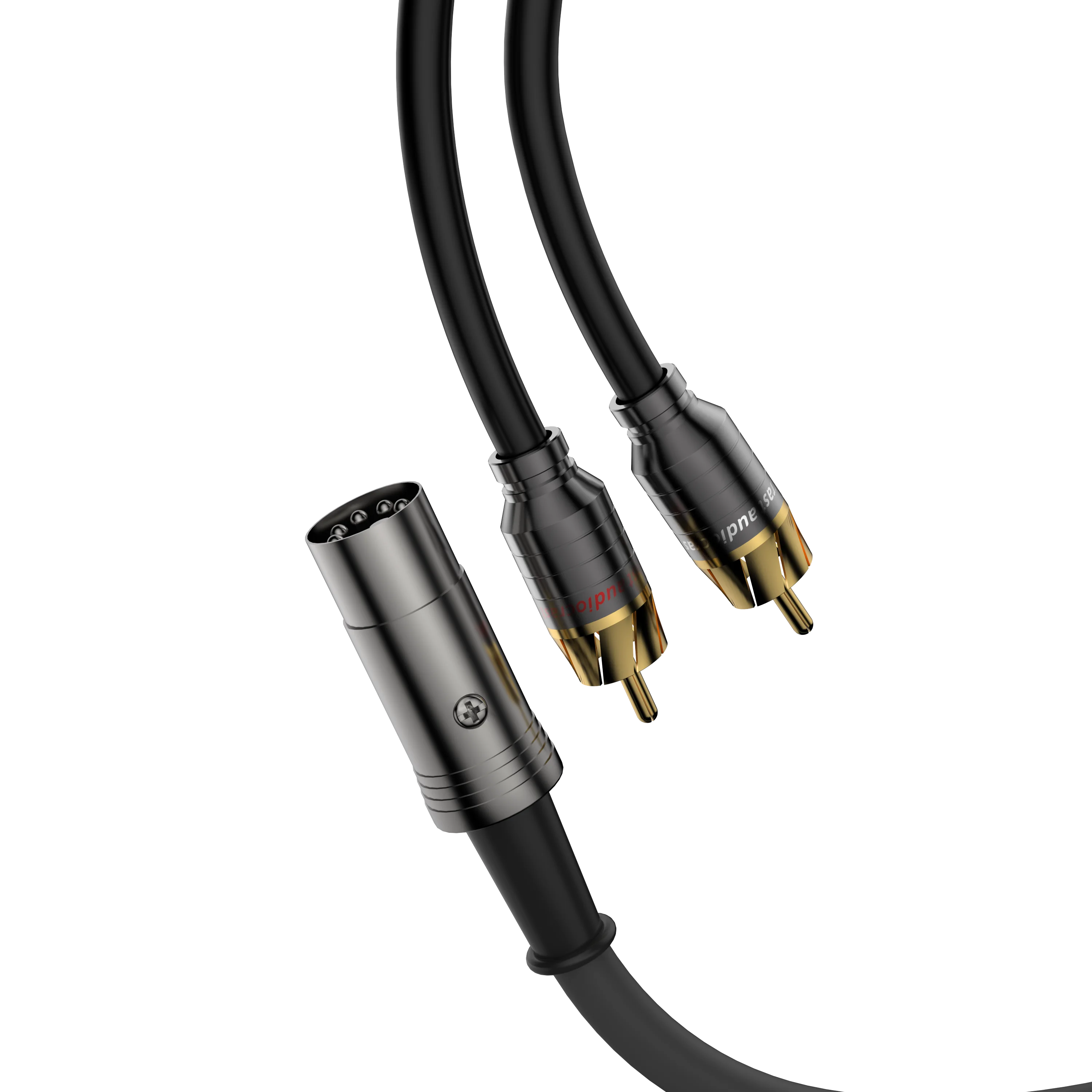 Bild 7: A53 HiFi-Audio-Phono-Kabel mit 5-poligem DIN-Stecker auf zwei Cinch-Steckern, Audiosignalkabel für HiFi-Stereosysteme
