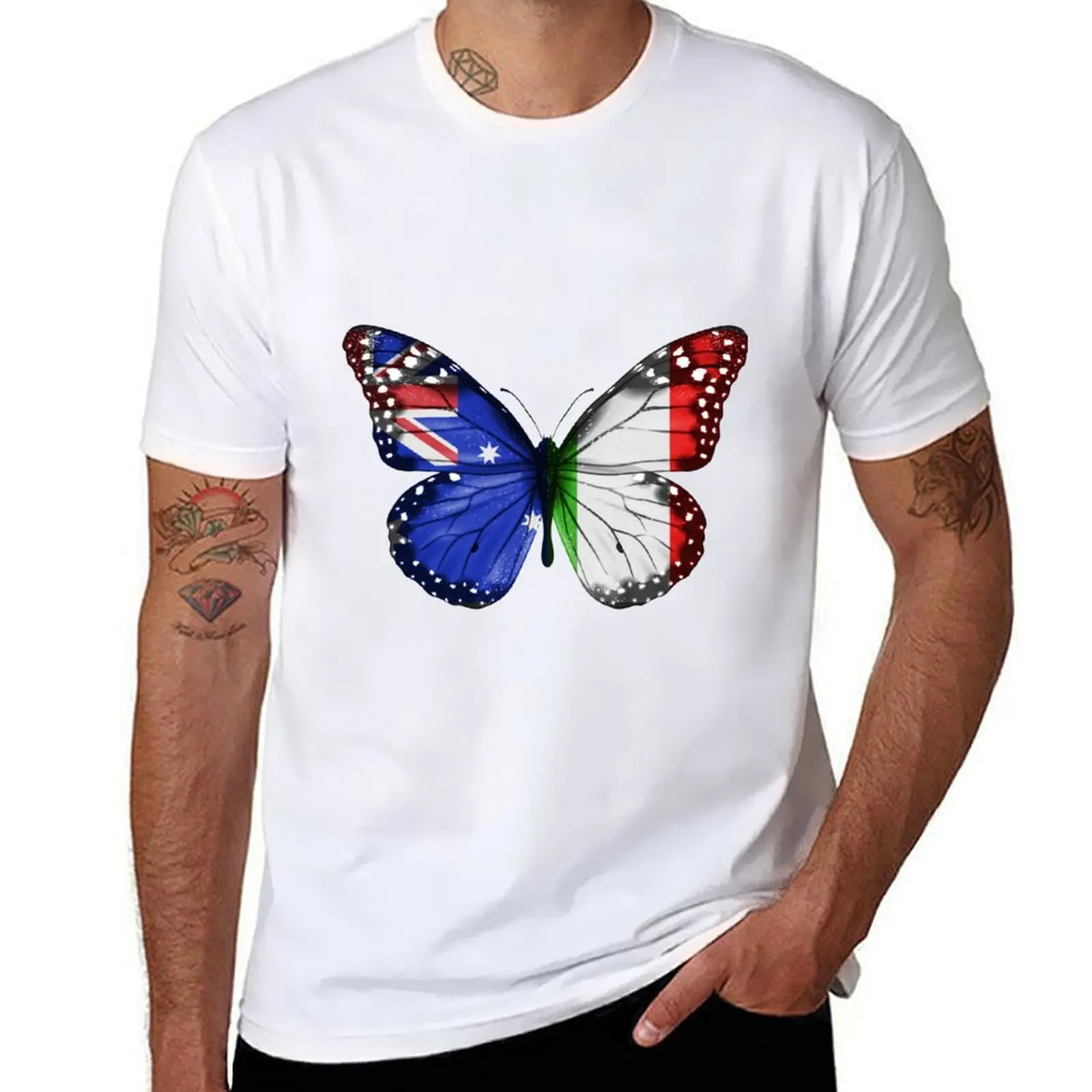 

Australian Italian Butterfly With The Australia Italy Flag On Wings T-Shirt man t shirt summer t shirt for man T-Shirt