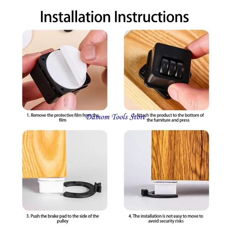57BE 4Pcs Adhesive Casters Wheel Appliance Roller Slider Furniture Casters Wheel
