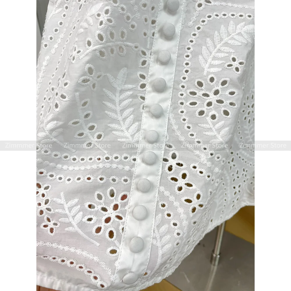 French heavy embroidery lantern sleeves V-neck waist slim temperament models butterfly back cross design dresses