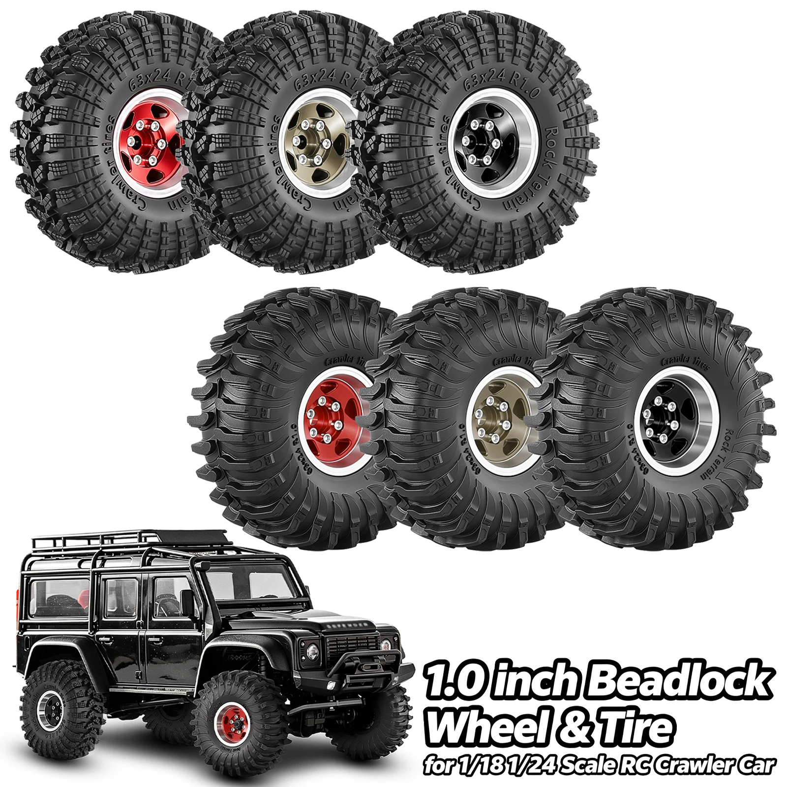 Wheel Rim Rc - 4er-Set 1,0 Zoll (63mm) Beadlock-Radnaben &
