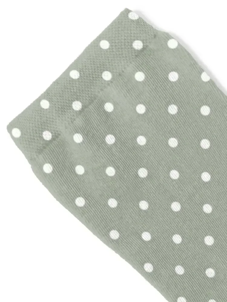 Classic Small White Polka Dot Spots on Desert Sage Grey Green Socks Stockings man Heating sock Socks Woman Men's