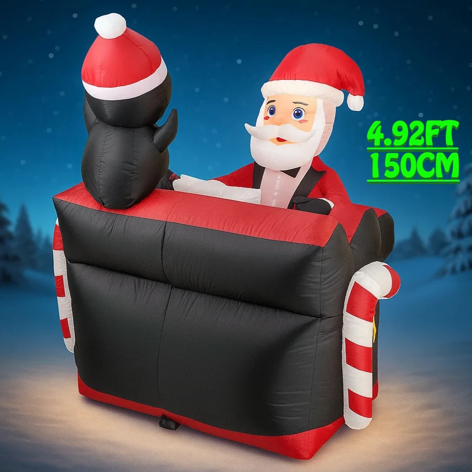 4.92FT نفخ البيانو البطريق الديكور لعبة سانتا كلوز عيد الميلاد ديكور المنزل حلية لوازم عيد الميلاد لساحة هدايا احتفالية