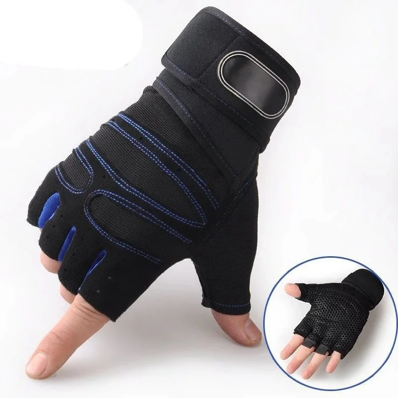 Weightlifting Half Finger Gloves Men's Sports and Iron Lifting Extended Wrist Protection Breathable Outdoor Cycling Gloves