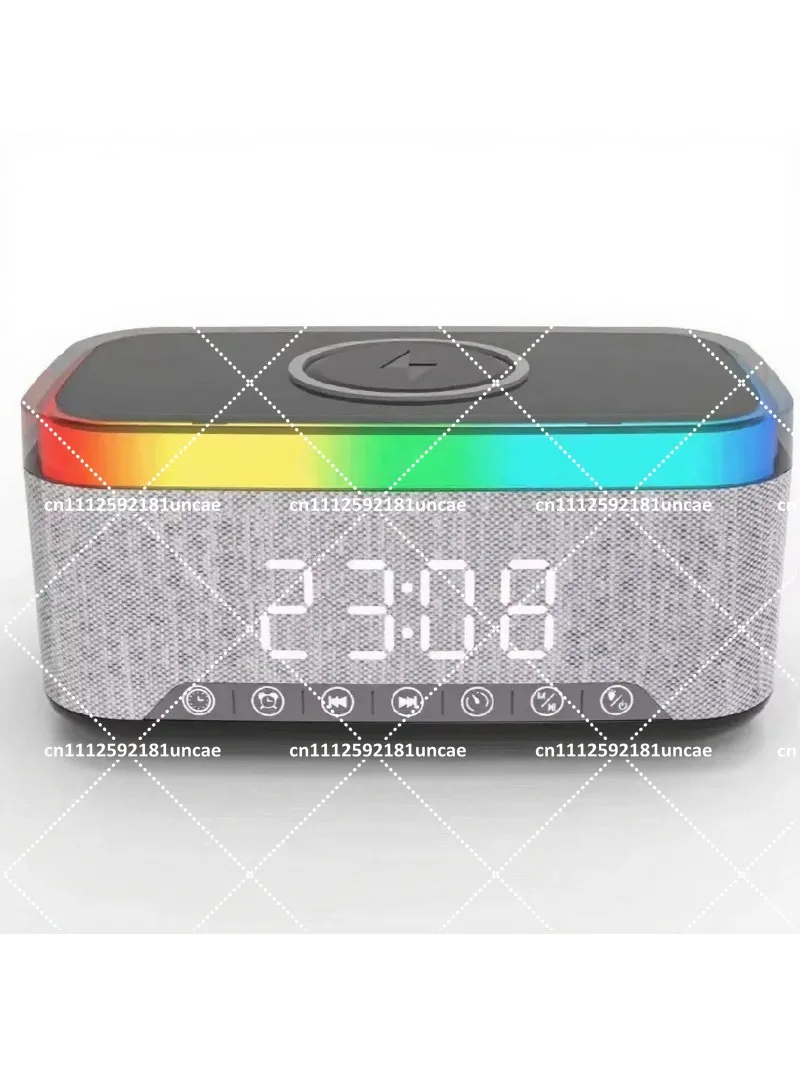 Wireless Charging Bluetooth Speaker with Display, Alarm Clock, FM Radio, High Power Audio