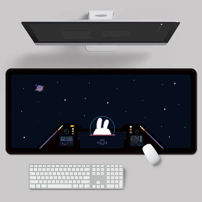 Women Cute Astronauts Rabbit Mouse Pad Computer Keyboard Pad Non-slip Rubber Base Office Desktop Pad Table Mat for Desk 2024 New