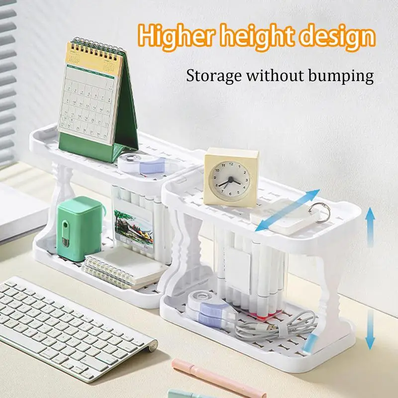 

Vanity Organizer Stationery Storage Rack Double-Layer Seasoning Bottle Holder Desktop Toiletry Organizer For Bathroom Bedroom