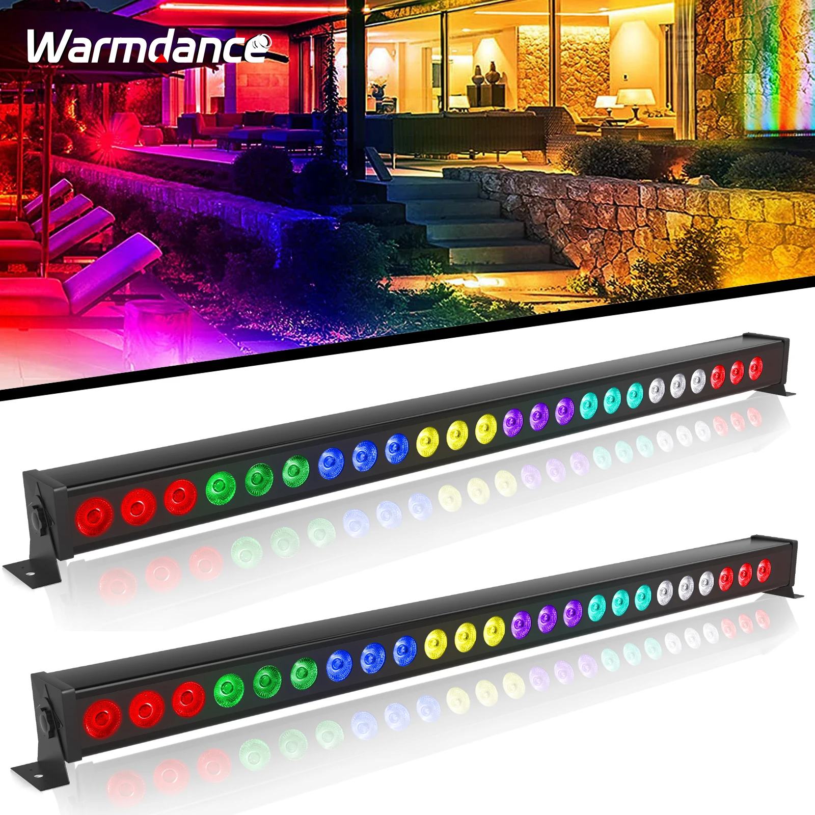 2PCS/SET RGB 24PCS LEDs Wall Washer Light DMX Stage Effect Lighting Projector for DJ Disco Party Christmas Club Wedding Birthday