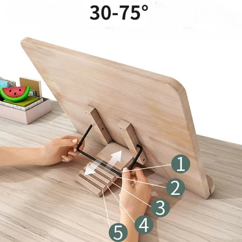 Adjustable Reading Stand Student Book Wooden Book Computer Tablet Stand Textbook Book Holder for Reading Protable Desktop