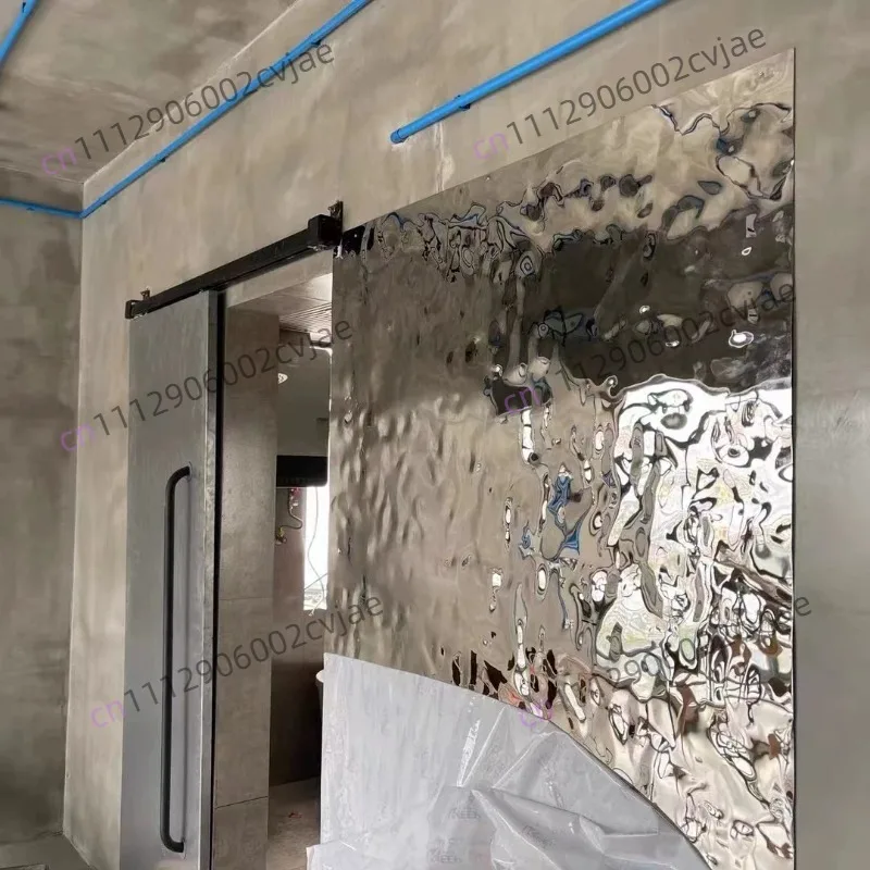 Water ripple stainless steel plate ceiling background wall ceiling metal mirror embossed board concave convex wave decorative