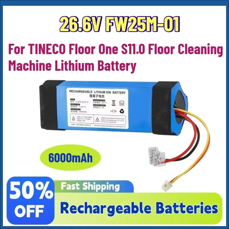

In Stock 4.0Ah-6.0Ah 26.6V FW25M-01 Rechargeable Batteries for TINECO Floor One S11.0 Floor Cleaning Machine Lithium Battery