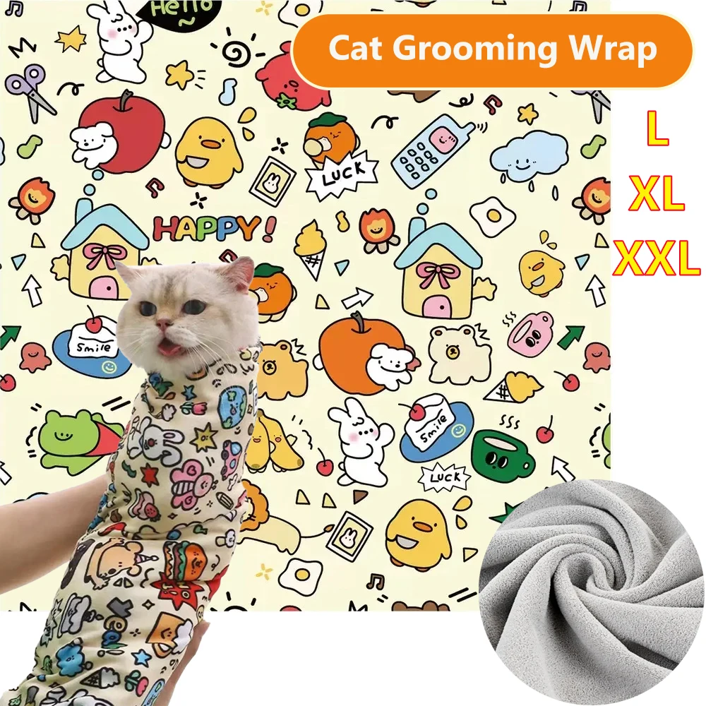 Cat Grooming Wrap Self Adherent Swaddle Burrito Wrap Anti Bite Anti Scratch Anti Escape Pet Tool for Medicine Nail Clipping