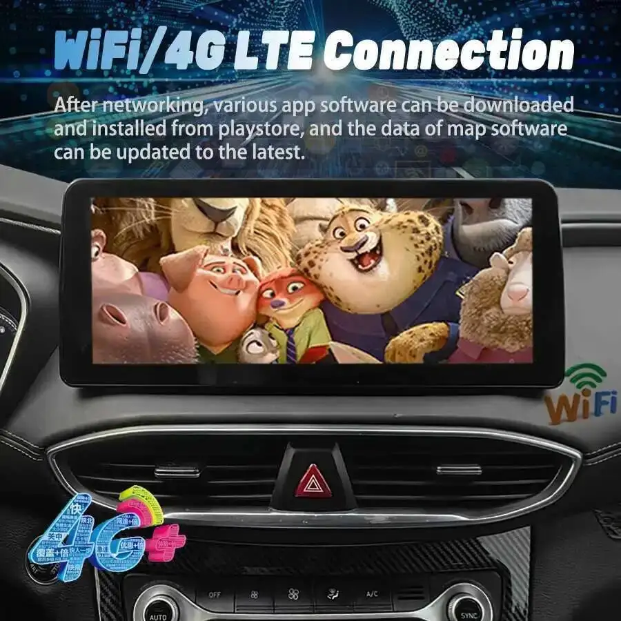 Android 15 For Hyundai Santa Fe 2017 2018 2019 2020 2021 Octa Core 12.3 Inch QLED DSP Car Stereo GPS Radio With Screen 4G NAVI