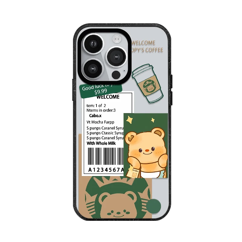 Cute Butter Bear Brown Acrylic With MagSafe Phone Case For iPhone 16 15 14 13 12 11 Pro Max Cartoon Anti-drop Back Cover