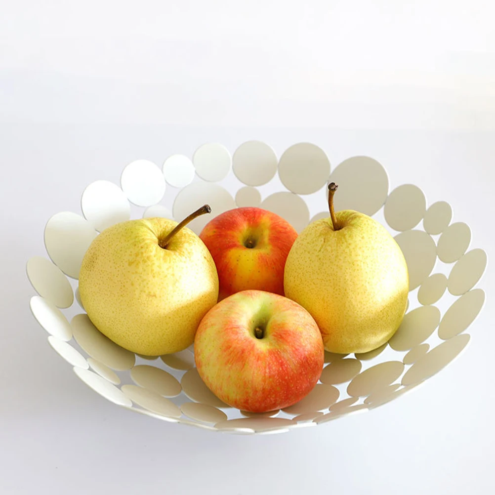 

Hollow Round Iron Fruit Plate Vegetable Holder Petals Shaped Basket Kitchen Barware Stylish Home Craft Durability High Quality