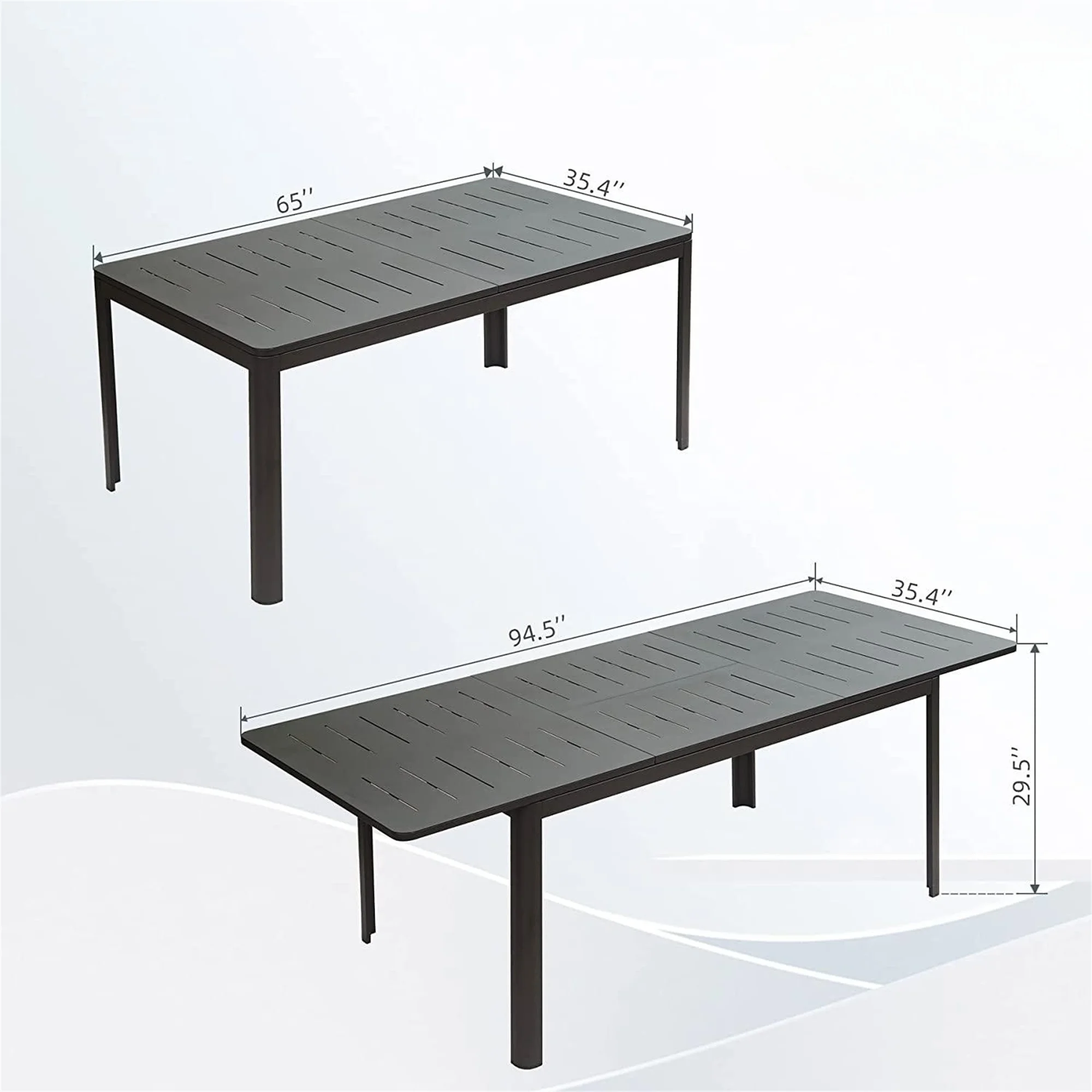 Patio Dining Expandable Table, Metal Aluminum Outdoor Table for 6-8 Person Rectangular Table(1 Table)