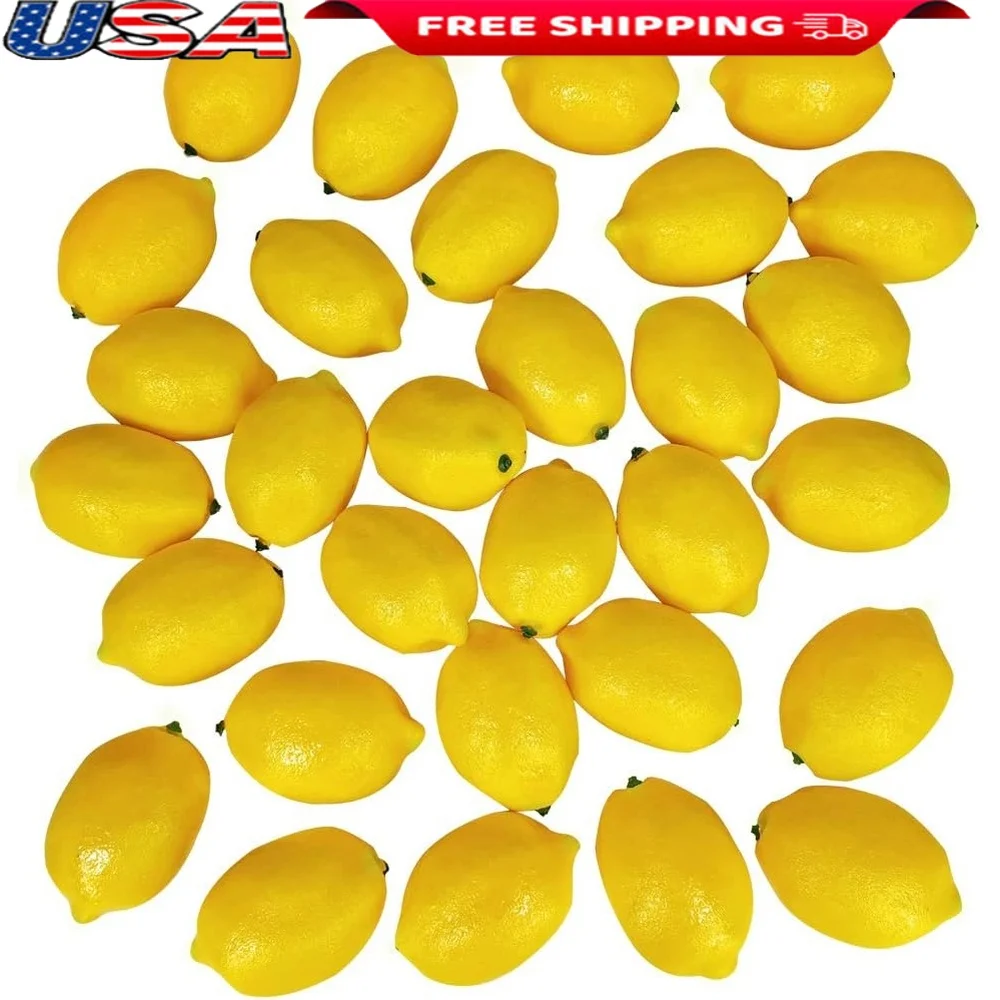 

30 Pack Faux Lemons Artificial Fruits Lifelike Yellow Lemons Summer Party Table Decorations Kitchen Vase Fillers Photography