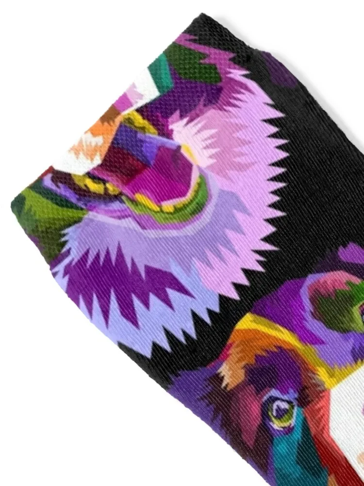 Colorful border collie dog pop art style Socks fashionable Men's custom sports Socks Ladies Men's