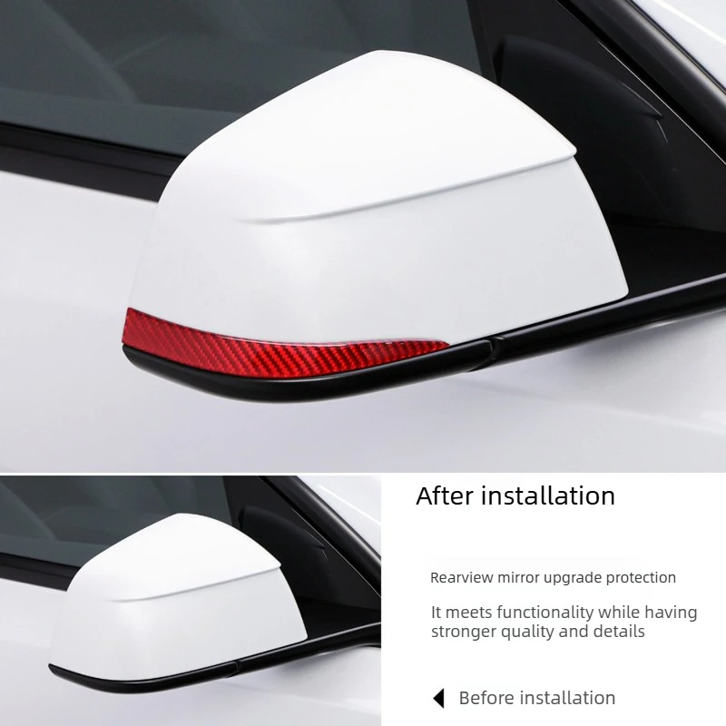 For Tesla Model 3/Y Highland: Carbon Fiber Mirror Protection Stripe 3M Adhesive Backing Anti Scratch Design No Tools Required