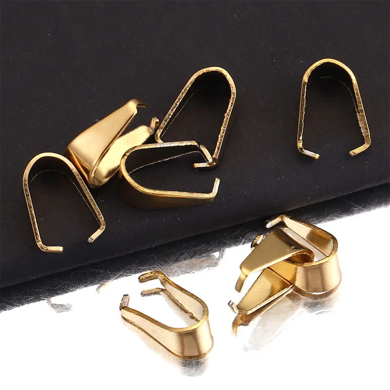 50pcs Stainless Steel Pinch Clip Clasp Bail Finish Necklace Pendant Claw Clasps Melon Seeds Buckle for DIY Craft Jewelry Making