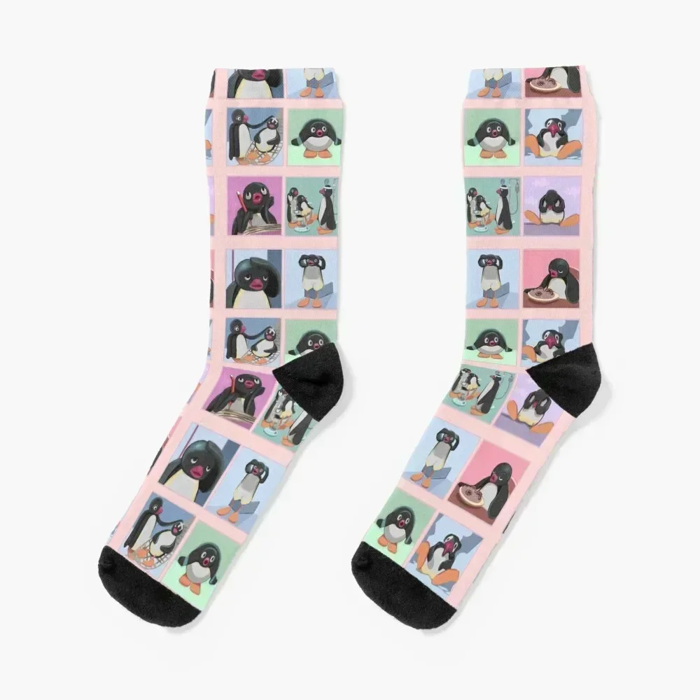 Pingu Sad Chronic illness sticker set Socks cycling Toe sports new year Designer Man Socks Women's