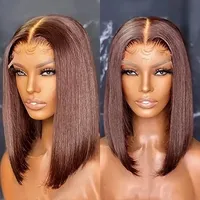 Non Real Person Hair 12A Vietnam Bone Straight Bob Human Hair Wigs With Front Lace False Hair Extension