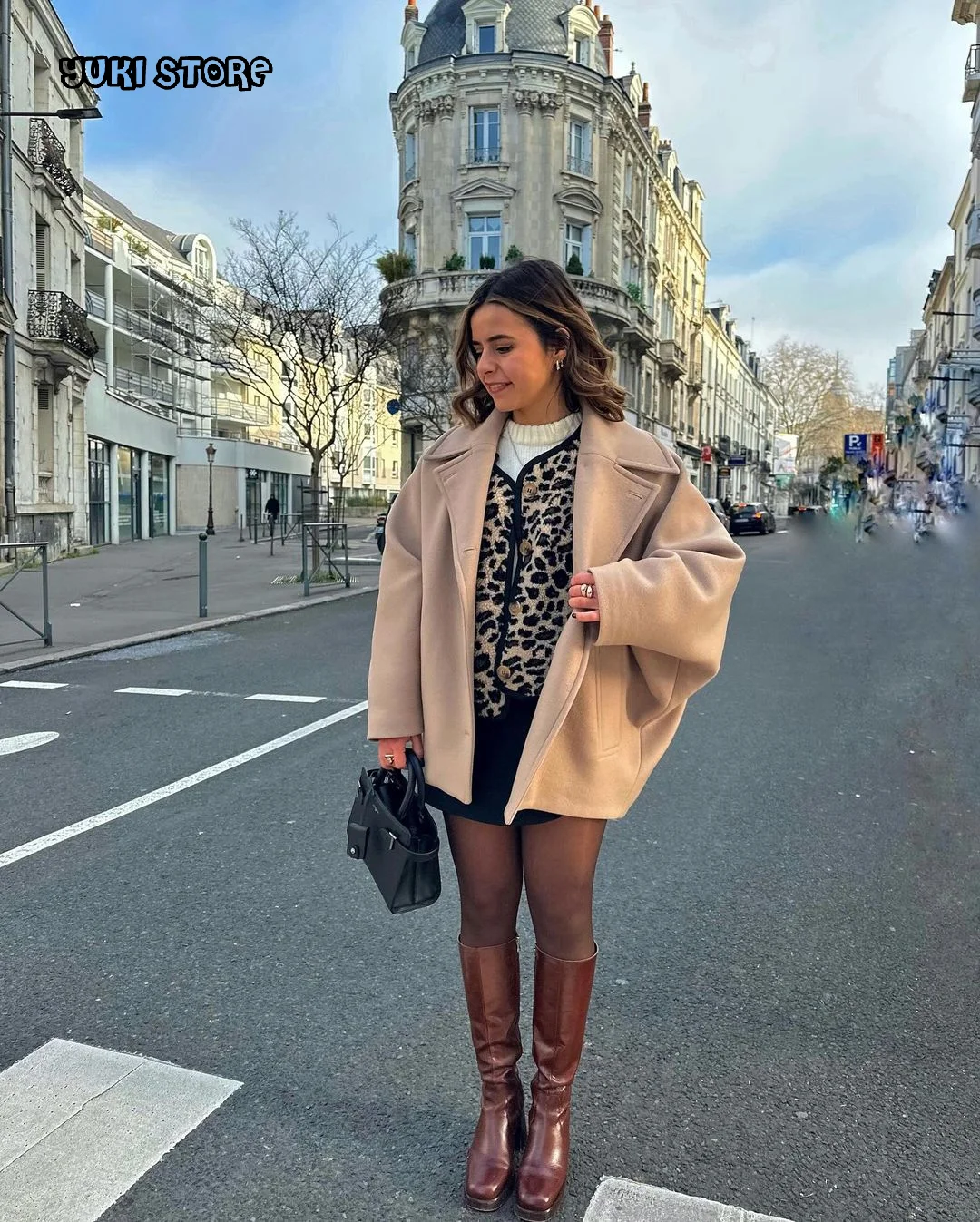 

Fashion Woolen Blends Coats Women Loose Lapel Single Breasted Long Sleeve Female Jacket 2025 Autumn Lady Solid Commute Outwear
