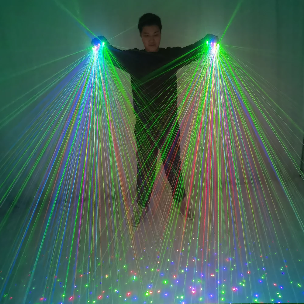 Sky Star RGB قفازات الليزر اللون الليزر القفاز راي قفاز الهذيان LED فلاش إصبع النخيل ضوء فستان LED روبوت البدلة