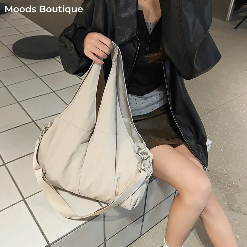 

Variable Nylon Shoulder Bags For Women Solid Color Large Capacity Cross Body Bag Casual Street Shopper Travelling Tote Handbags