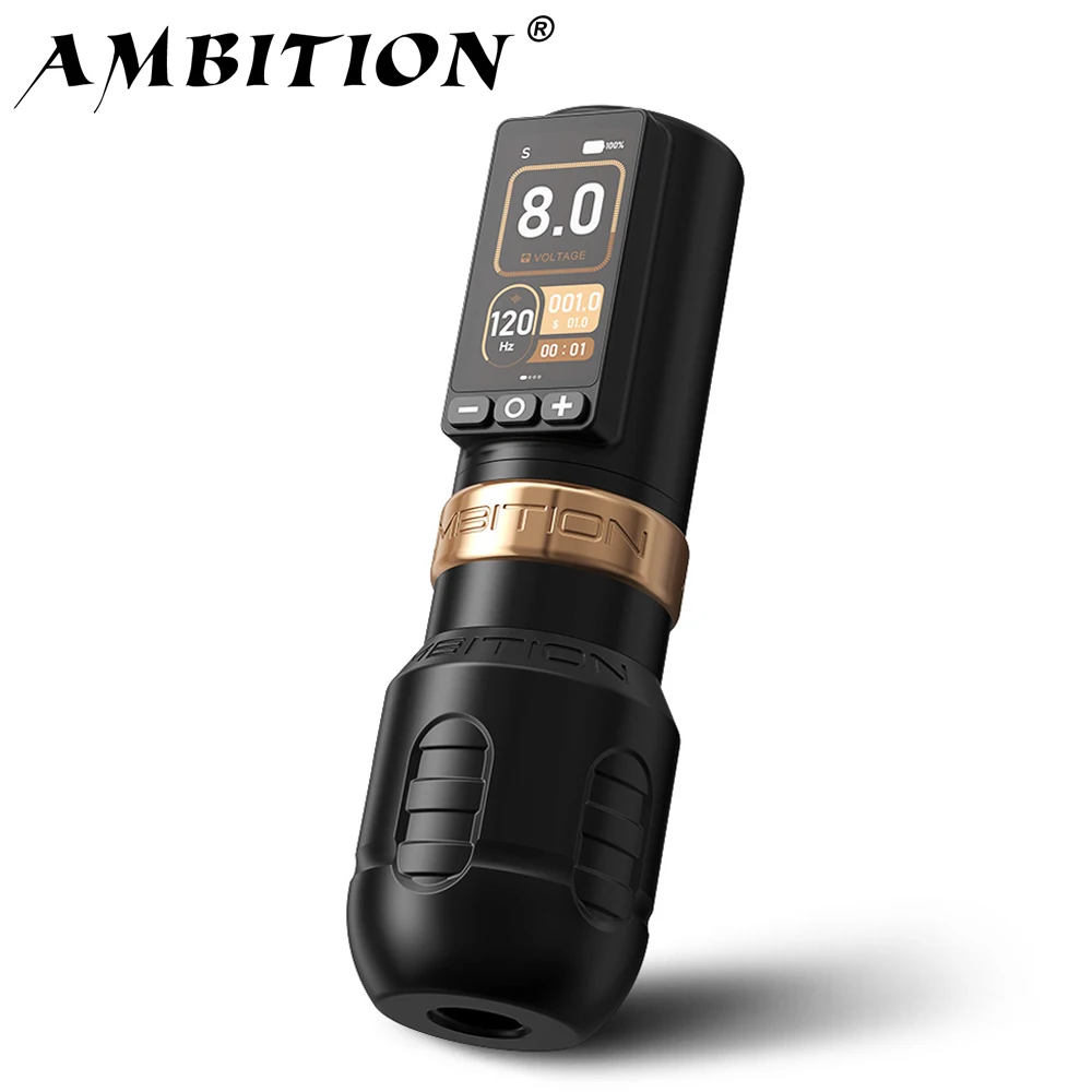 Ambition Torden Max Macchina per tatuaggi wireless Asta dritta Motore brushless Pen Stroke 4.0 + 3.5mm Batteria 2400mAh Touch Screen a colori