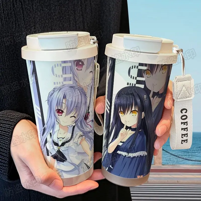 Summer Pockets insulated cup, cute cartoon, stylish and personalized stainless steel portable car coffee cup, birthday gift