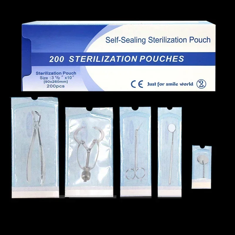 

200Pc/Pack Disposable Dental Self Sealing Sterilization Pouch Medical Grade Paper Dental Tattoo Tool Storage Bag