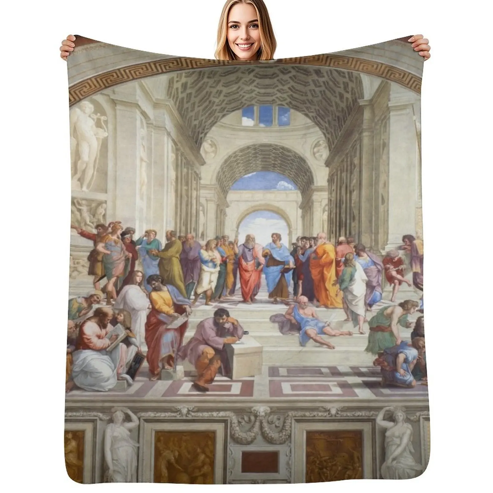 

School of Athens Throw Blanket Faux Fur Soft Warm Blanket for Bed