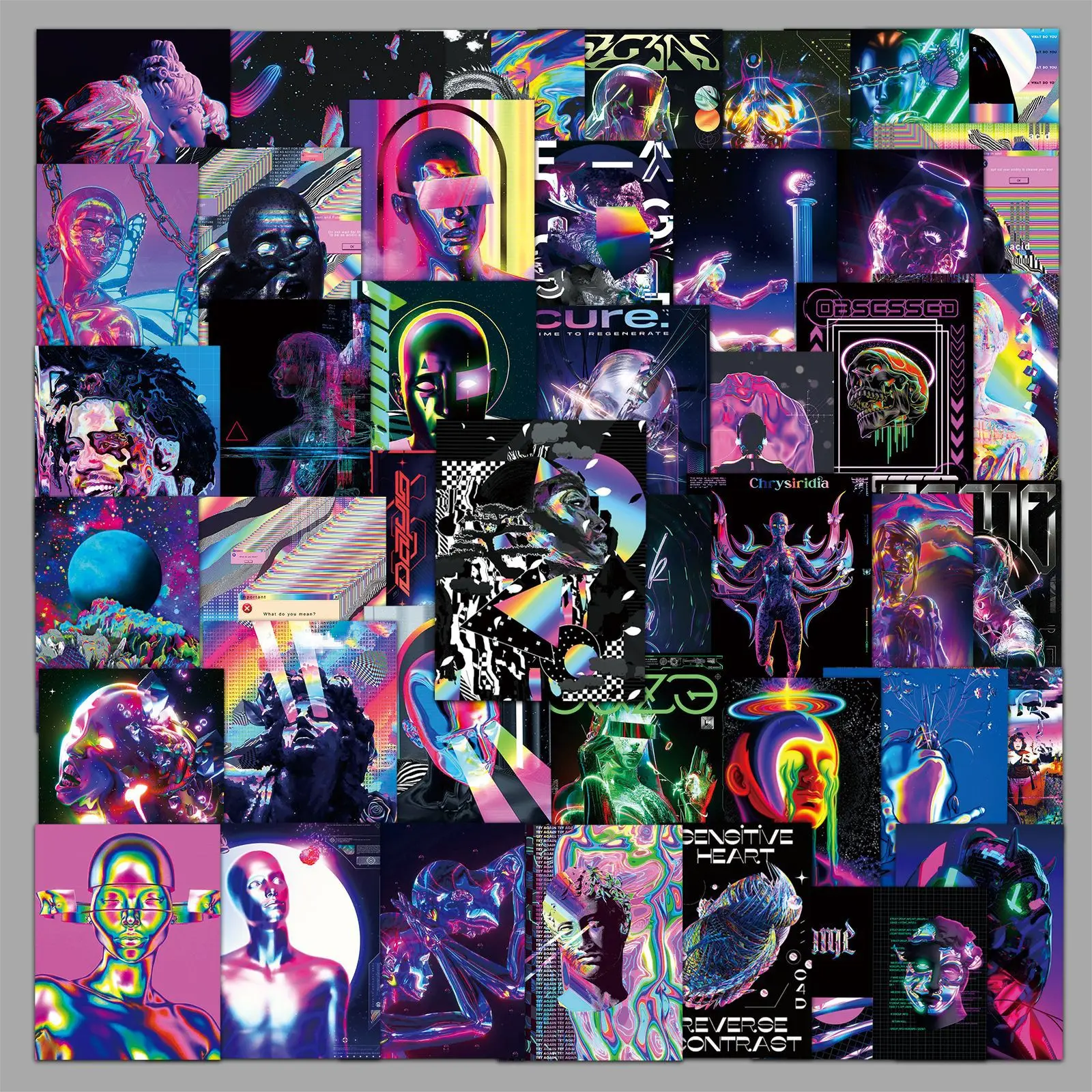 

10/30/50Pcs Psychedelic Acid Graffiti Stickers Personalized Creative Trendy Decorative Stickers DIY Guitar Water Cup Skateboard