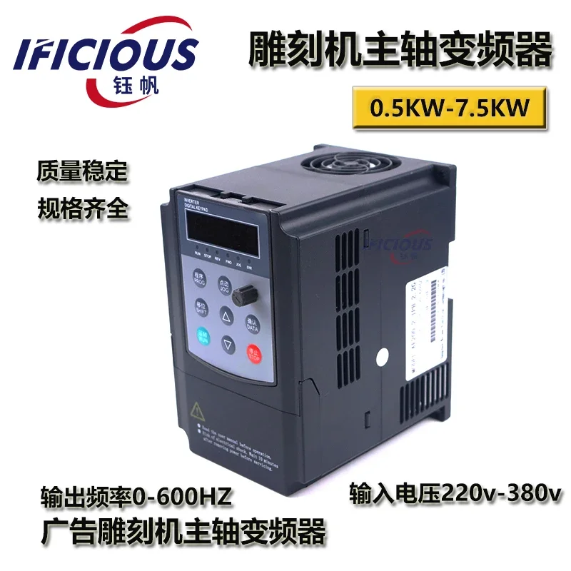 Inverter 1.5 2.2 3 4kwCNC Advertising Engraving Machine Spindle 220v 380v Three-phase Motor Governor.