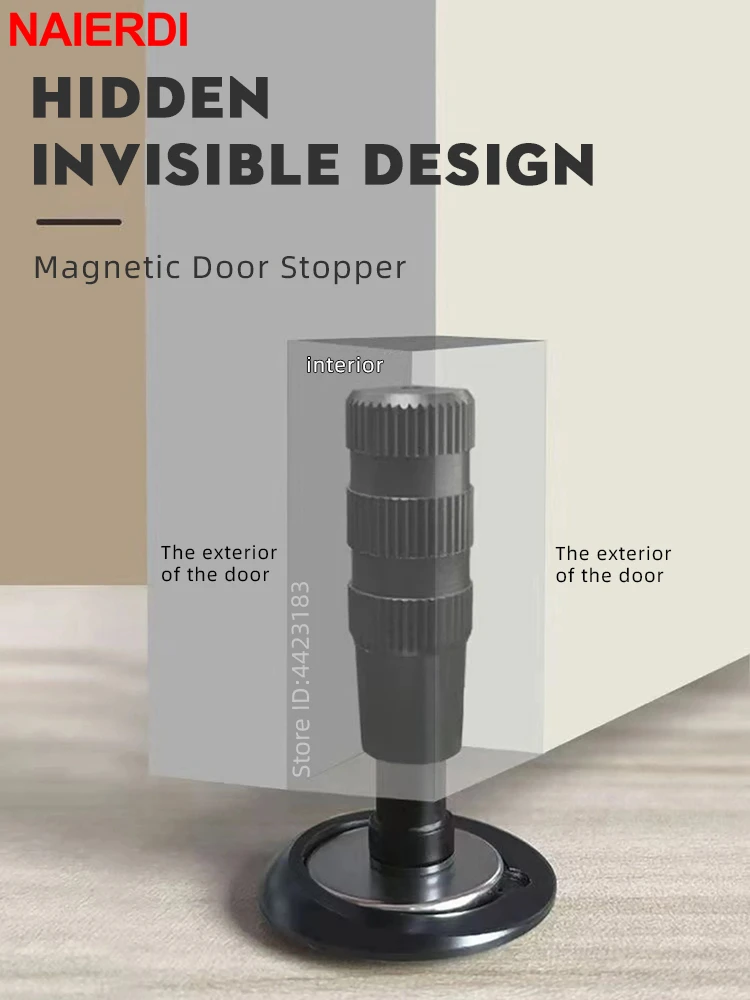 

NAIERDI Magnetic Invisible Door Stop Heavy Duty Concealed Door Stopper for Door Floor Hidden Install Silent Suction Door Holder