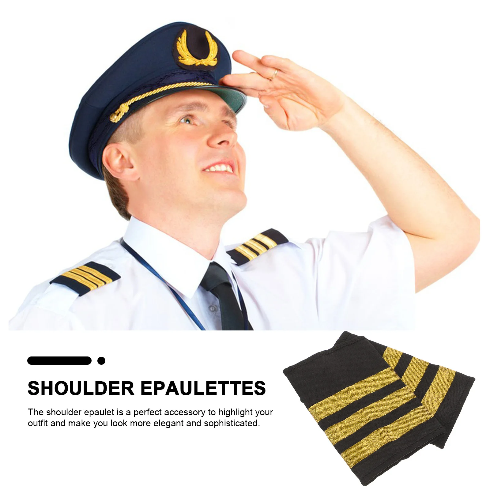 1 زوج الذهب الكتف كتاف الطيار موحدة الكتفيات دائم الرجال الكتفيات ل زي الديكور خمر الطيار الملحقات #4