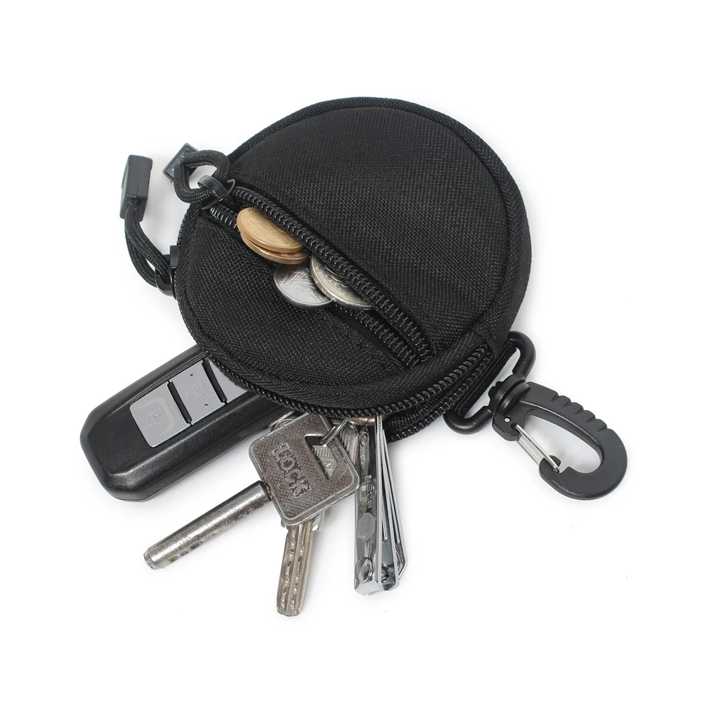 Outdoor Portable Waterproof Coin Purse Earphone Protection Bag Waist Hanging Zipper EDC Round Small Bag Oxford Cloth Keys Bag