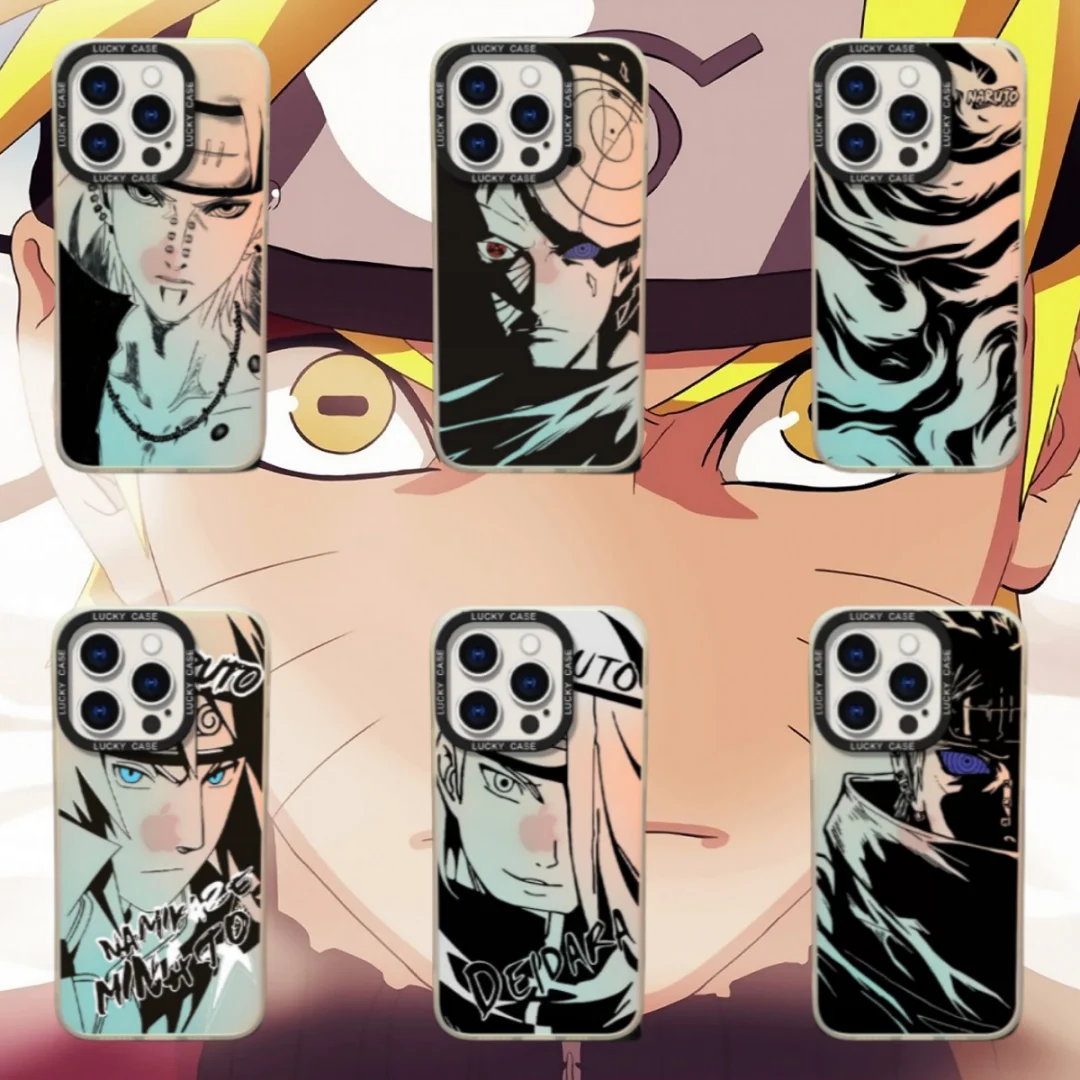 Анимационный чехол для телефона Наруто Курама Лазер для Apple iPhone 11, 12, 13, 14, 15, 16 Pro Max Plus XR Minato Obito Pain, противоударный чехол