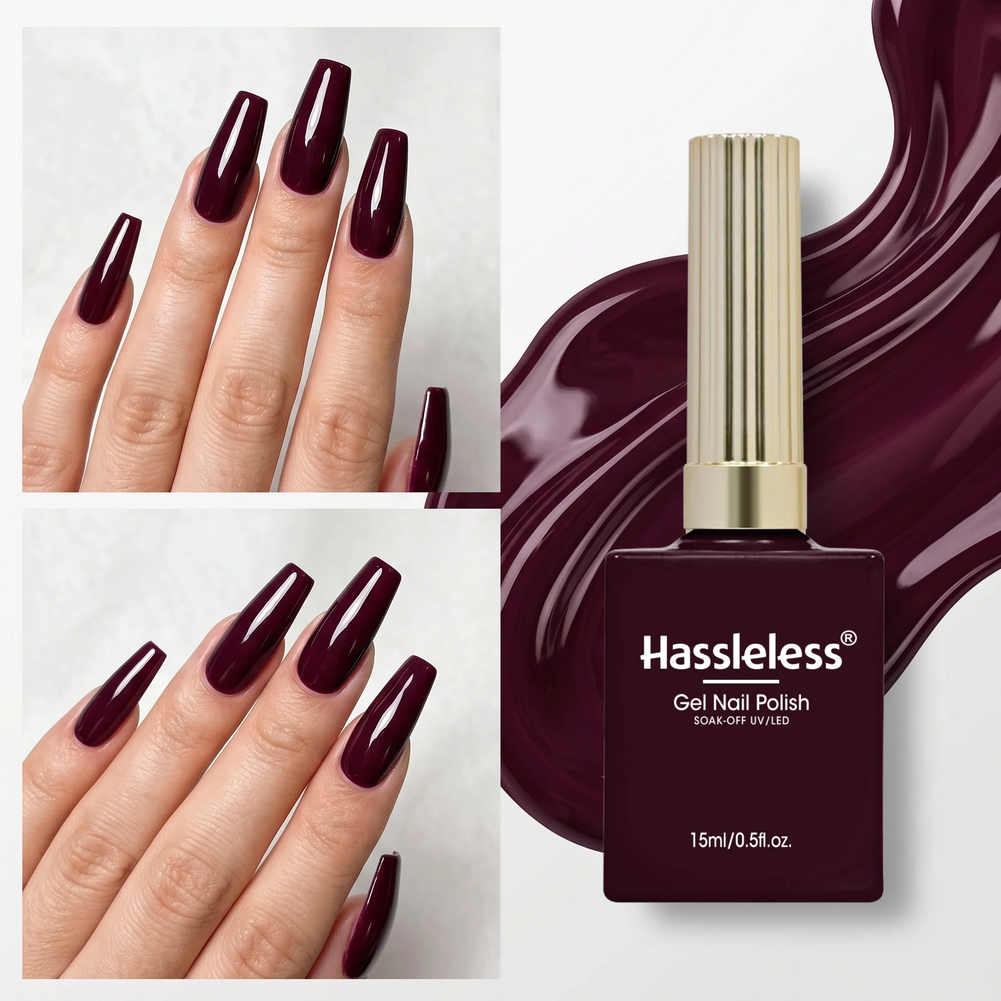 Unkomplizierter, tiefbrauner Nagellack in einer einzigen Flasche, mit einer geschmeidigen und langanhaltenden Textur, satter und leuchtender Farbe, einfach aufzutragen, geeignet für Maniküre, Pediküre und Gel-Nagelkunst, ideal für den täglichen Gebrauch. – Detail 2