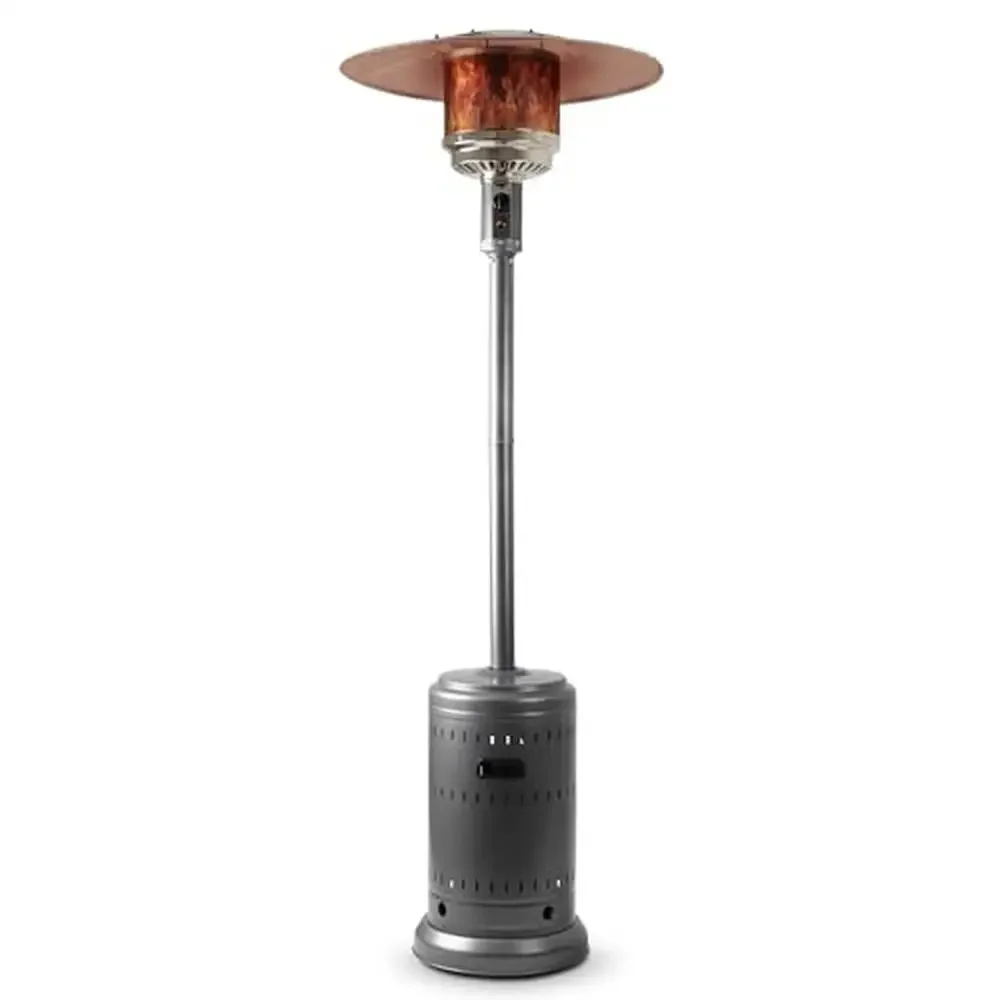 Outdoor Propane Patio Heater 46000 BTU Commercial & Residential with Wheels Slate Gray Adjustable Temp Easy Start Safe Tilt Auto