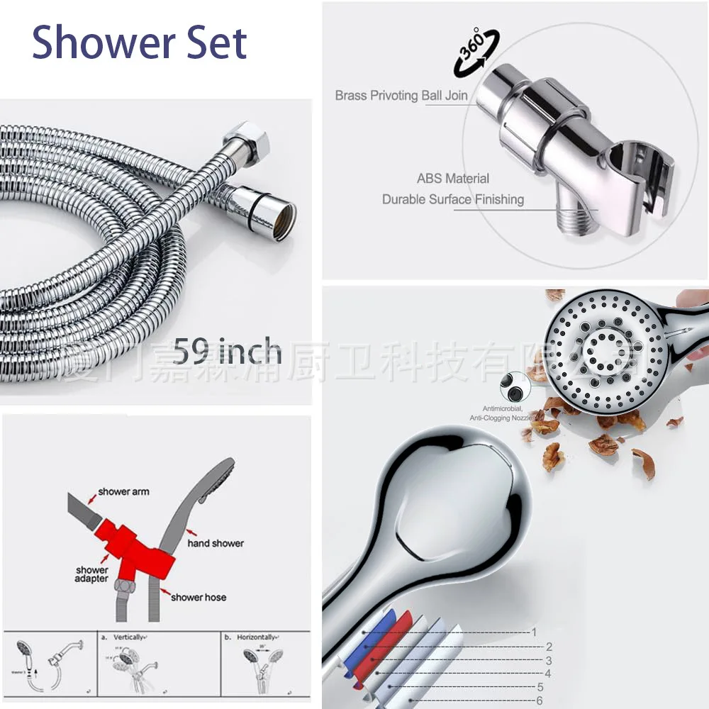 Cross-border American filter spray gun water shower pressurized shower head 8 + 2 multi-function handheld shower set