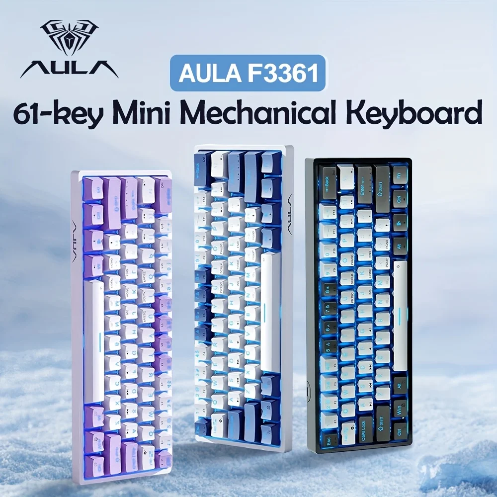 AULA F3361 Teclado mecánico con cable tecla completa Anti fantasma intercambio en caliente RGB e-sports Mini teclado para juegos 61 teclas accesorios de juego