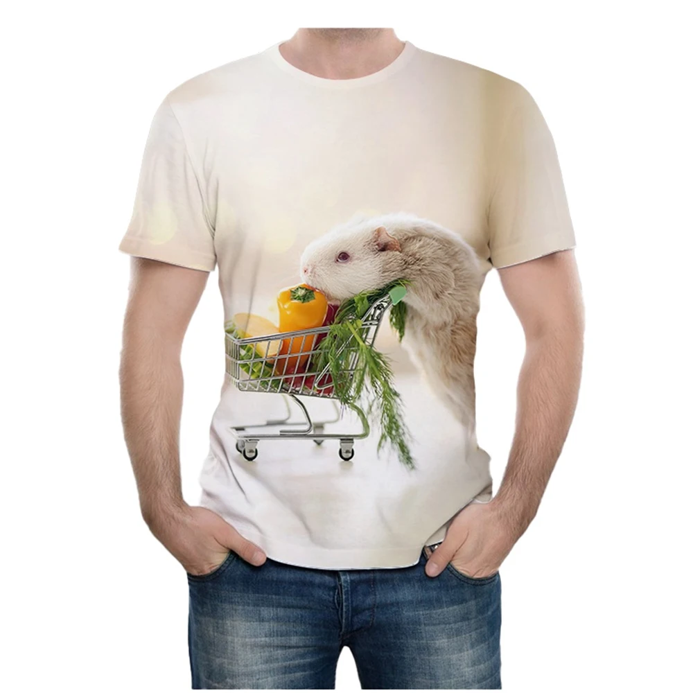 Summer new fashion novel animal guinea pig 3D printing cute guinea pig pattern casual comfortable short sleeved T-shirt view 5