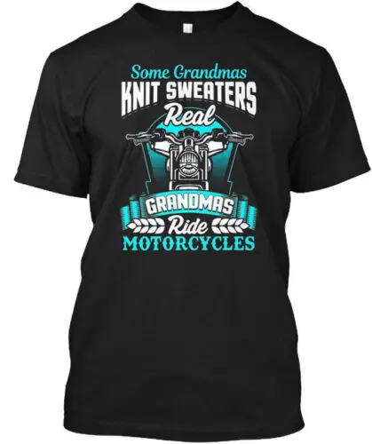 Funny Grandma Motorcycle Biker Some Knit Real Ride T-Shirt Made in USA S to 5XL