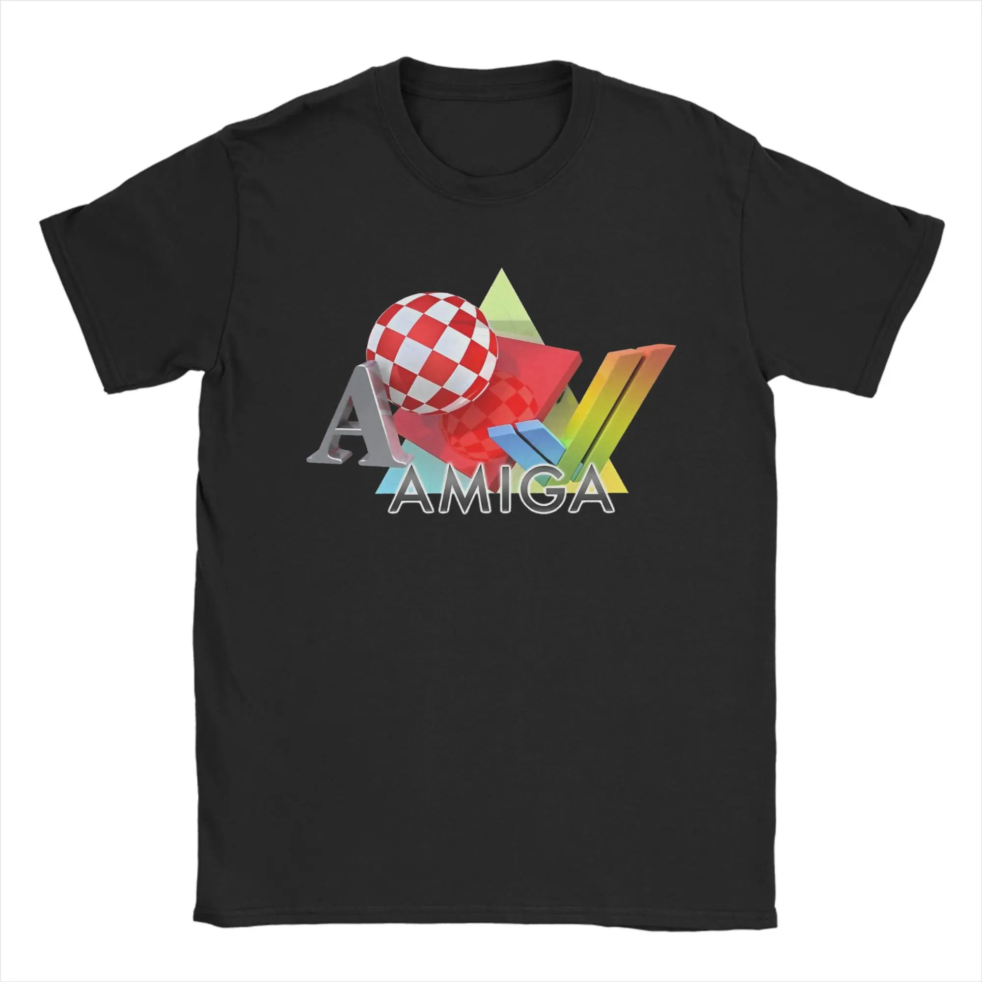 Funny A Combination of Amiga Logos T-Shirt Men's Round Neck Short Sleeve Tops  Cotton Summer Top Tee