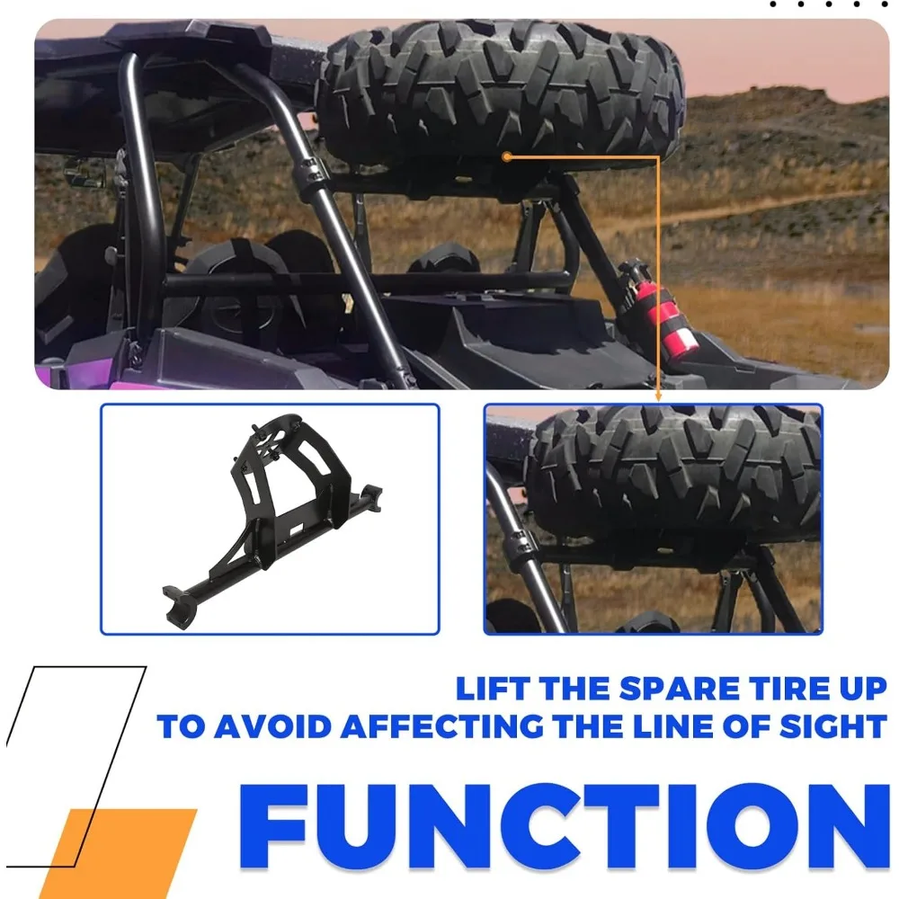 Support de support de pneu de secours robuste pour modèles Polaris RZR, convient aux pneus jusqu'à 30", Installation facile