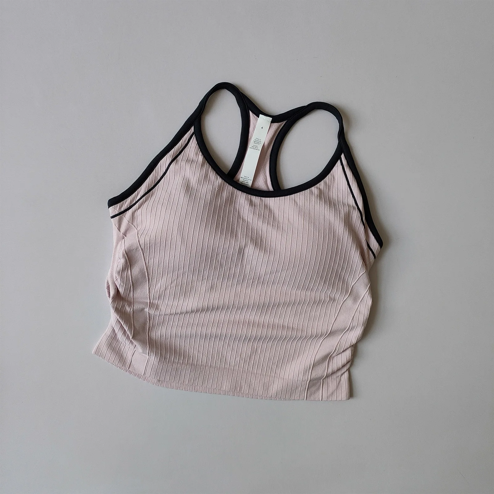 Damen Color-Block-Träger-Sporttop, Taillenformendes Yoga-Pilates-Fitness-BH mit eingebauten Polstern – Detail 19