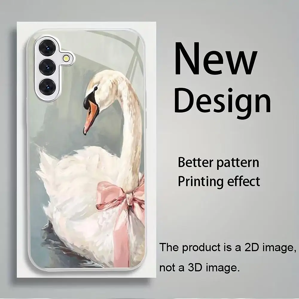 

Чехол для телефона с дизайном «Белый лебедь» из гальванизированного стекла, подходит для Samsung Galaxy S26 S25 S24 S22 S21 S20 FE/Ultra/Plus, с защитой от загрязнений